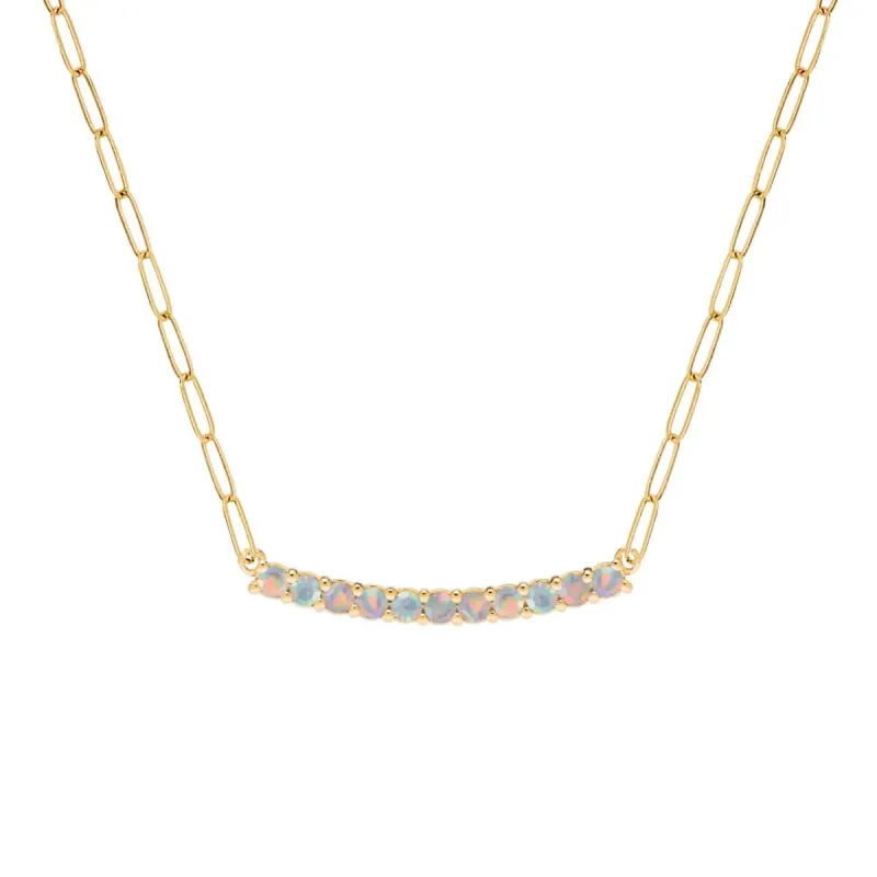 Rosecliff Opal Bar Adelaide Mini Necklace in 14k Gold (October) sold by Haverhill