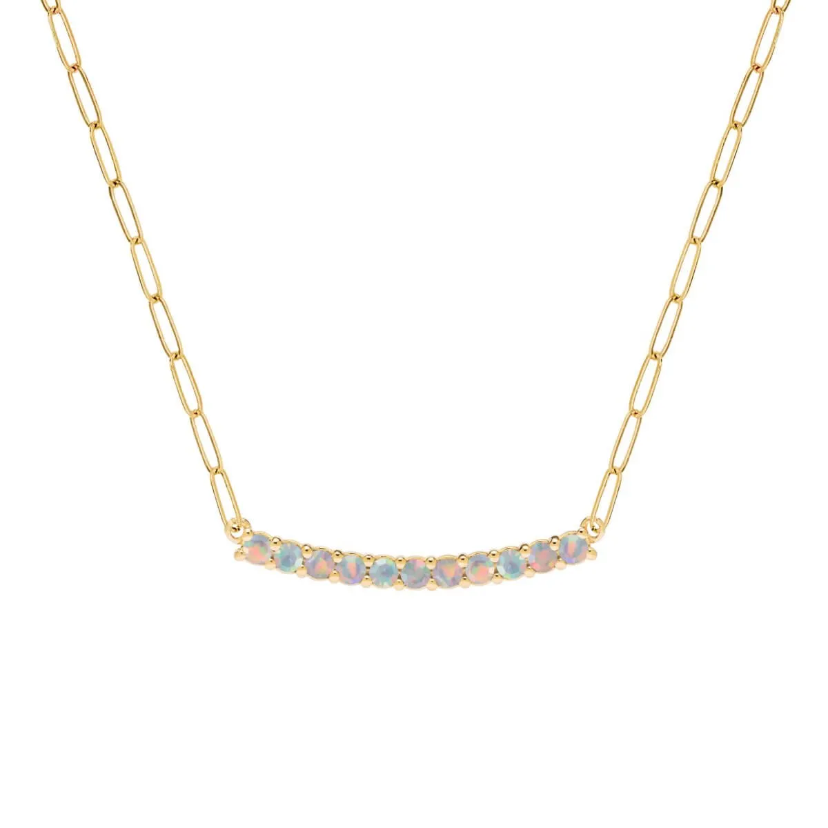 Rosecliff Opal Bar Adelaide Mini Necklace in 14k Gold (October) sold by Haverhill