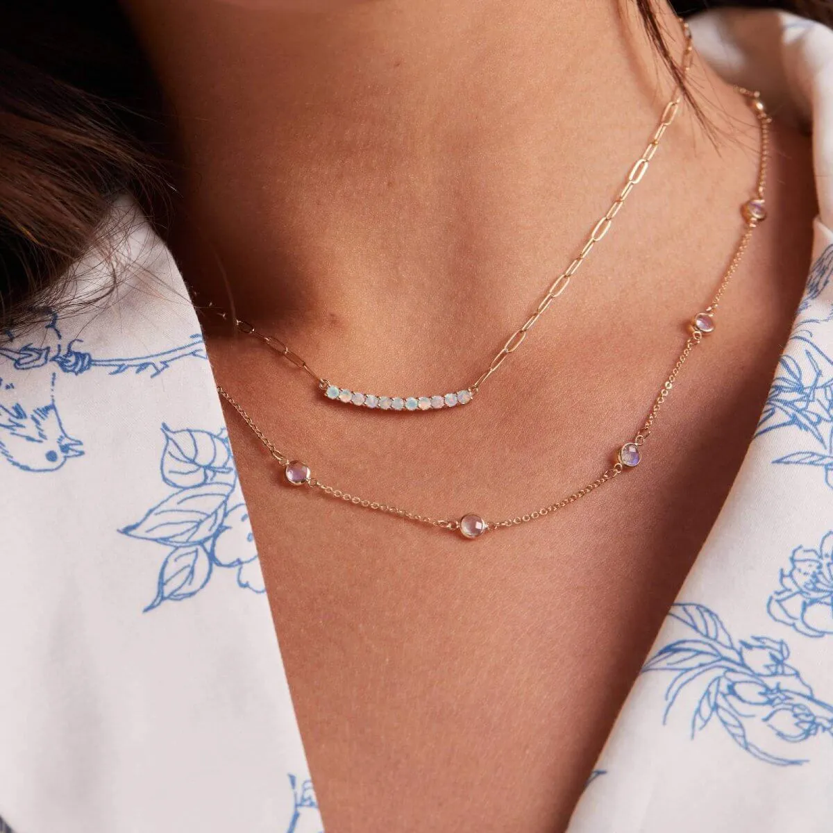 Rosecliff Opal Bar Adelaide Mini Necklace in 14k Gold (October) sold by Haverhill product image thumbnail 3