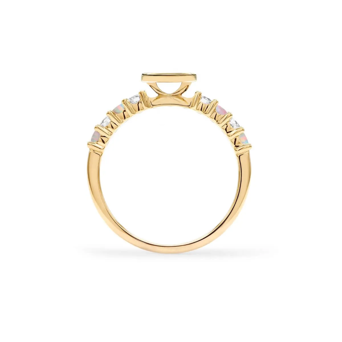 Rosecliff Letter Diamond & Opal Ring in 14k Gold (October) sold by Haverhill product image thumbnail 5