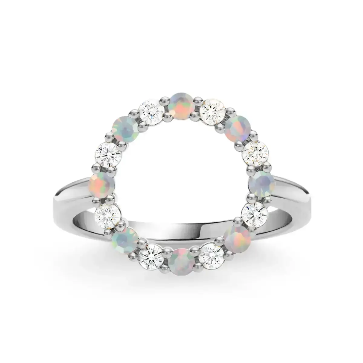 Rosecliff Circle Diamond & Opal Ring in 14k Gold (October) sold by Haverhill product image thumbnail 5
