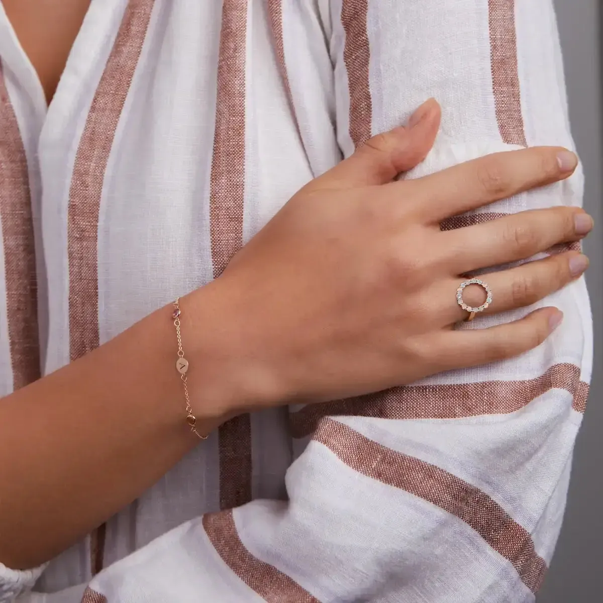 Rosecliff Circle Opal Ring in 14k Gold (October) sold by Haverhill product image thumbnail 3