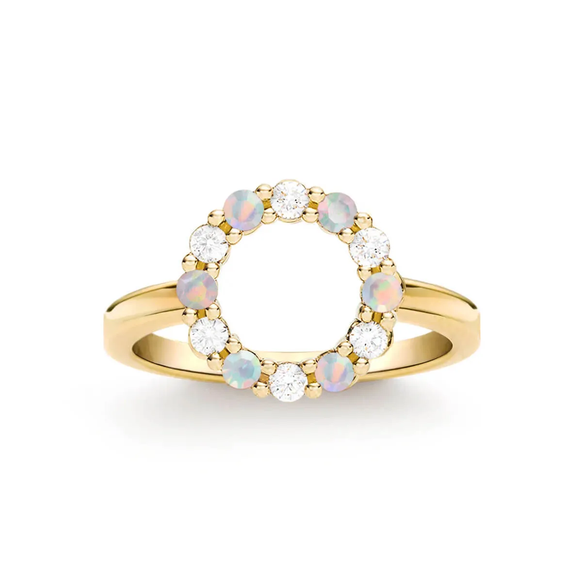 Rosecliff Small Circle Diamond & Opal Ring in 14k Gold (October) sold by Haverhill