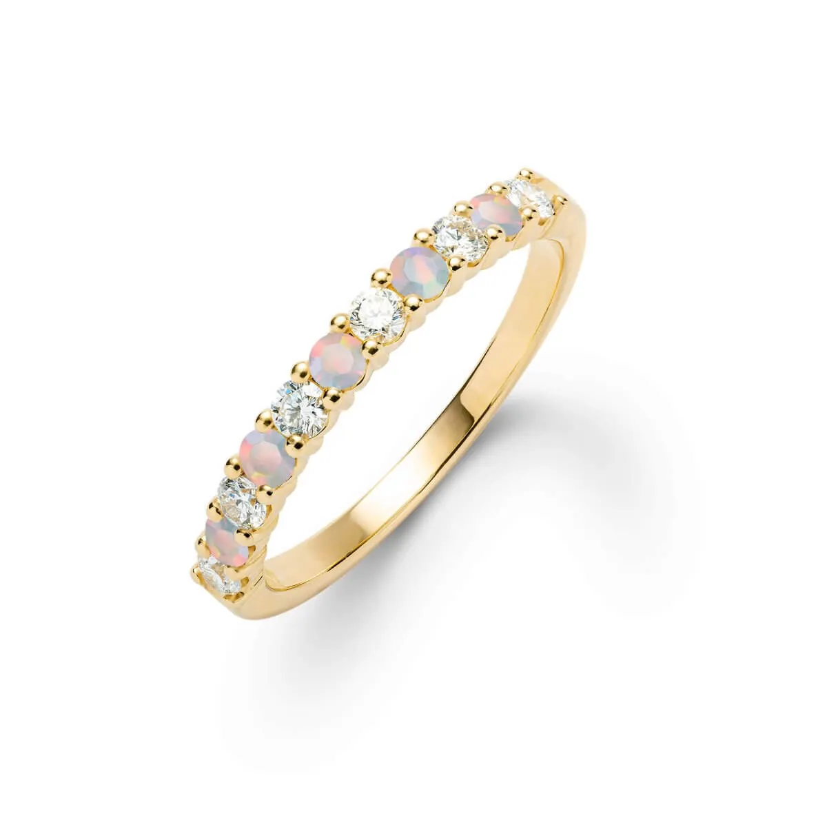 Rosecliff Diamond & Opal Stackable Ring in 14k Gold (October) sold by Haverhill