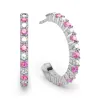 Rosecliff Diamond & Pink Sapphire Hoop Earrings in 14k Gold (October) sold by Haverhill