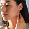 Rosecliff Diamond & Pink Sapphire Hoop Earrings in 14k Gold (October) sold by Haverhill