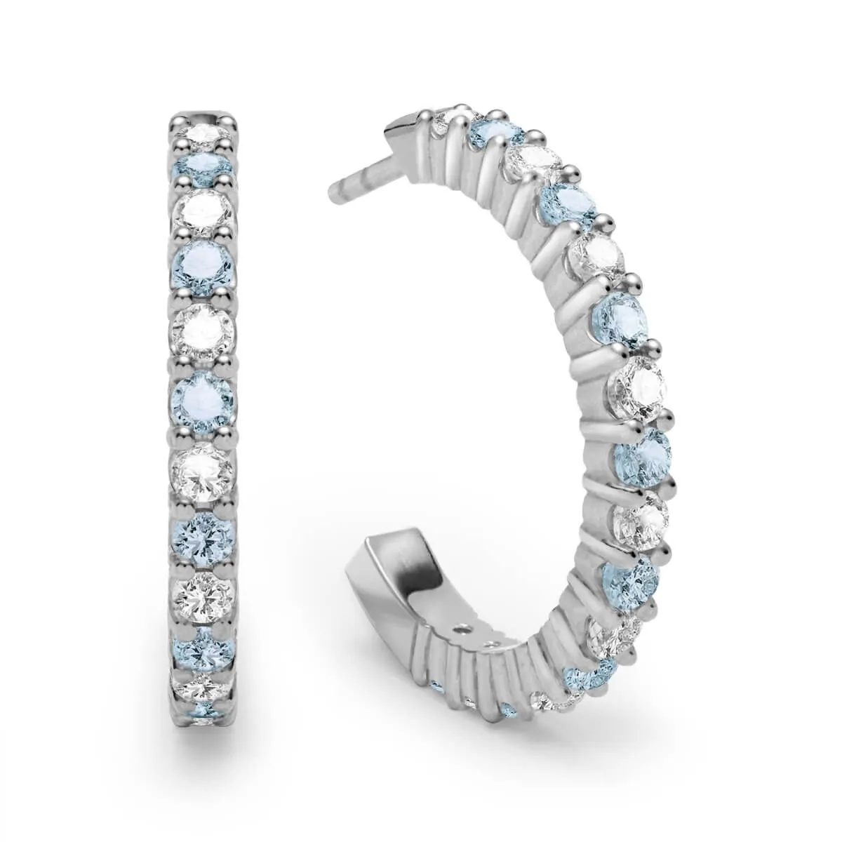 Rosecliff Diamond & Nantucket Blue Topaz Hoop Earrings in 14k Gold (December) sold by Haverhill product image thumbnail 5