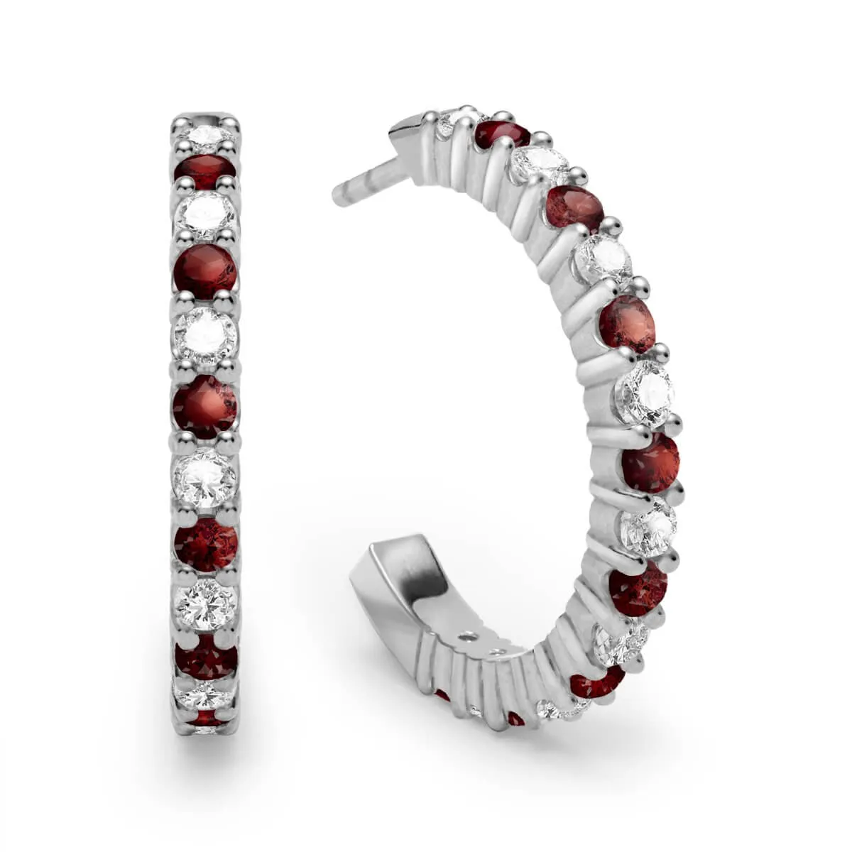 Rosecliff Diamond & Garnet Hoop Earrings in 14k Gold (January) sold by Haverhill product image thumbnail 5
