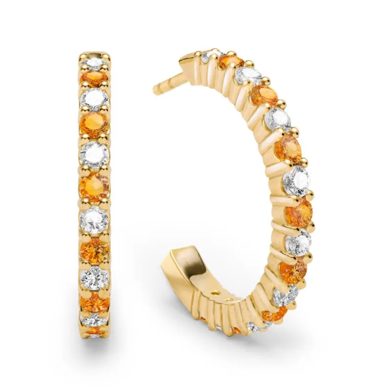 Rosecliff Diamond & Citrine Hoop Earrings in 14k Gold (November) sold by Haverhill