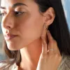 Rosecliff Aquamarine Hoop Earrings in 14k Gold (March) sold by Haverhill