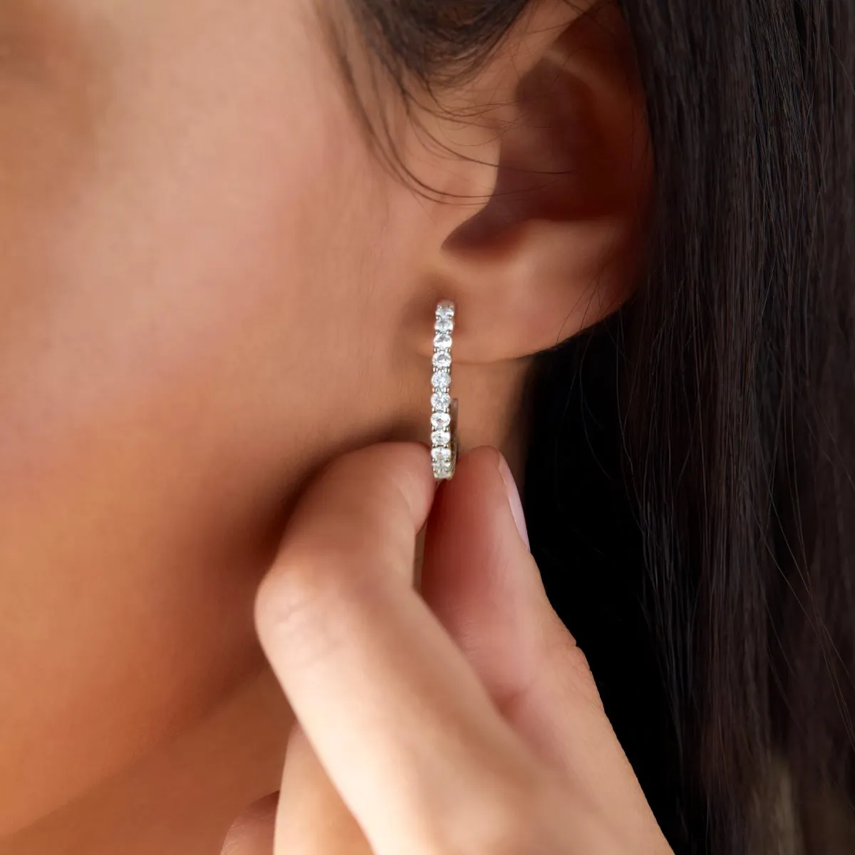 Rosecliff Diamond Hoop Earrings in 14k Gold (April) sold by Haverhill product image thumbnail 3