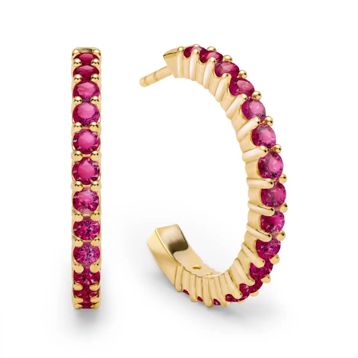Rosecliff Ruby Hoop Earrings in 14k Gold (July) sold by Haverhill