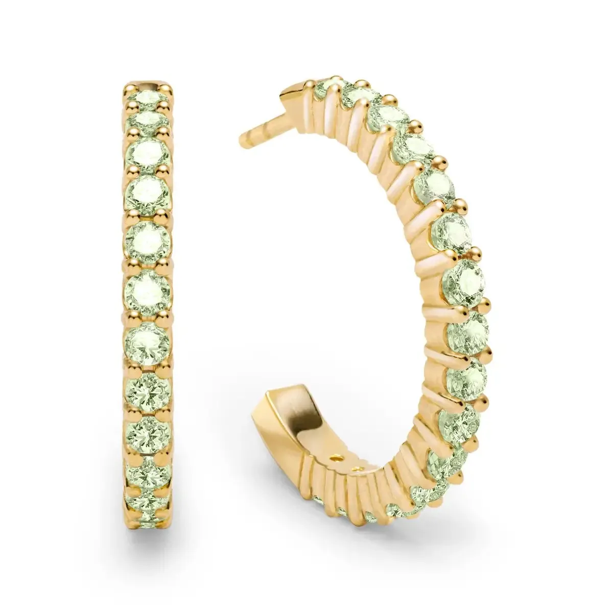 Rosecliff Peridot Hoop Earrings in 14k Gold (August) sold by Haverhill