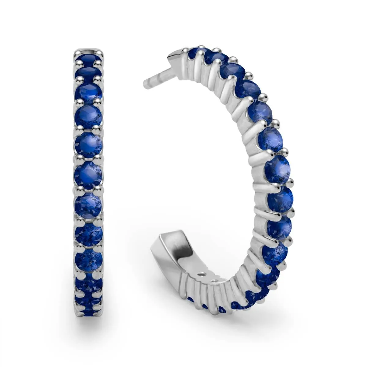 Rosecliff Sapphire Hoop Earrings in 14k Gold (September) sold by Haverhill product image thumbnail 5