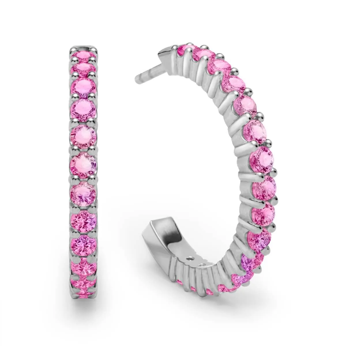 Rosecliff Pink Sapphire Hoop Earrings in 14k Gold (October) sold by Haverhill product image thumbnail 5