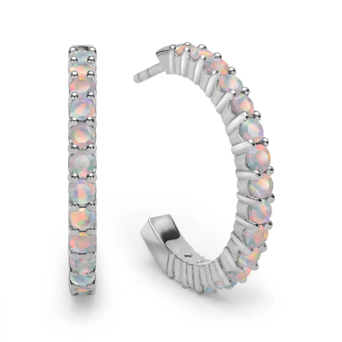 Rosecliff Opal Hoop Earrings in 14k Gold (October) sold by Haverhill product image thumbnail 5