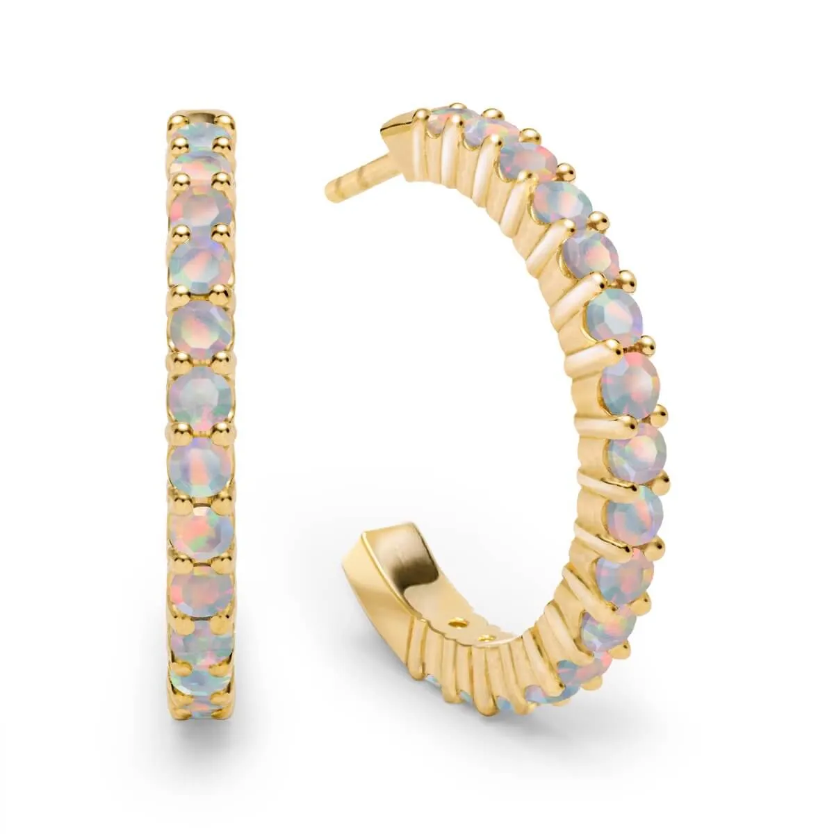 Rosecliff Opal Hoop Earrings in 14k Gold (October) sold by Haverhill