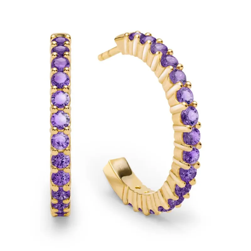 Rosecliff Amethyst Hoop Earrings in 14k Gold (February) sold by Haverhill