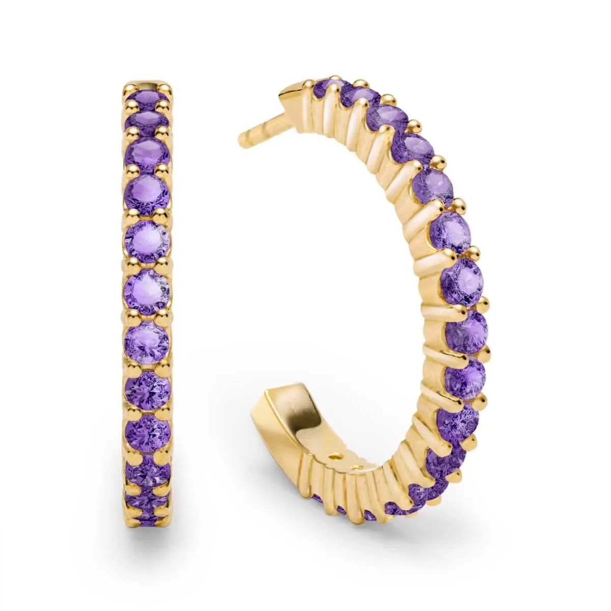 Rosecliff Amethyst Hoop Earrings in 14k Gold (February) sold by Haverhill
