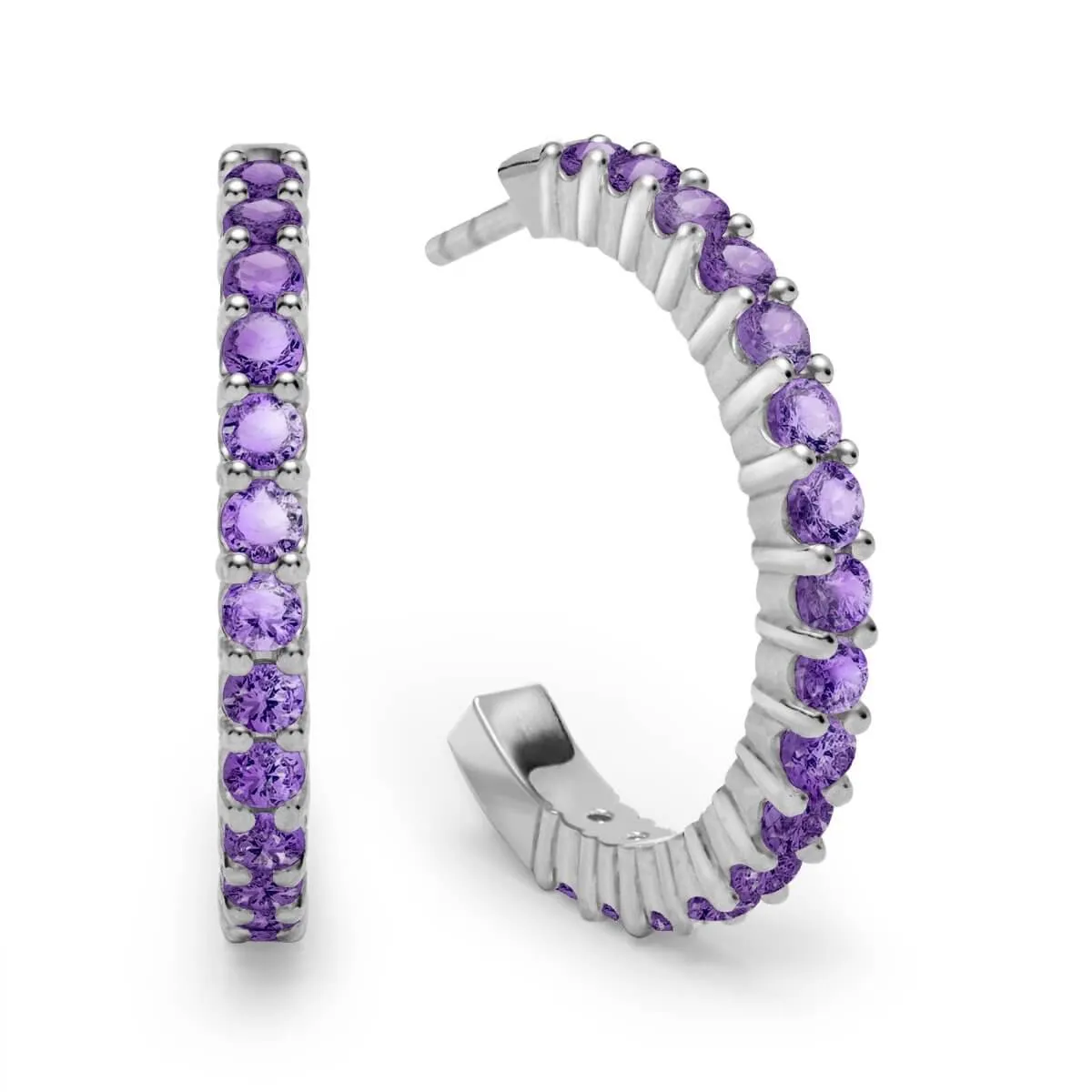 Rosecliff Amethyst Hoop Earrings in 14k Gold (February) sold by Haverhill product image thumbnail 5