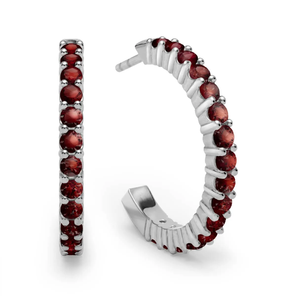 Rosecliff Garnet Hoop Earrings in 14k Gold (January) sold by Haverhill product image thumbnail 5