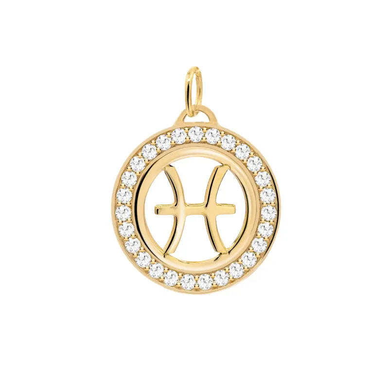 Pisces & Birthstone Pendant in 14k Gold sold by Haverhill