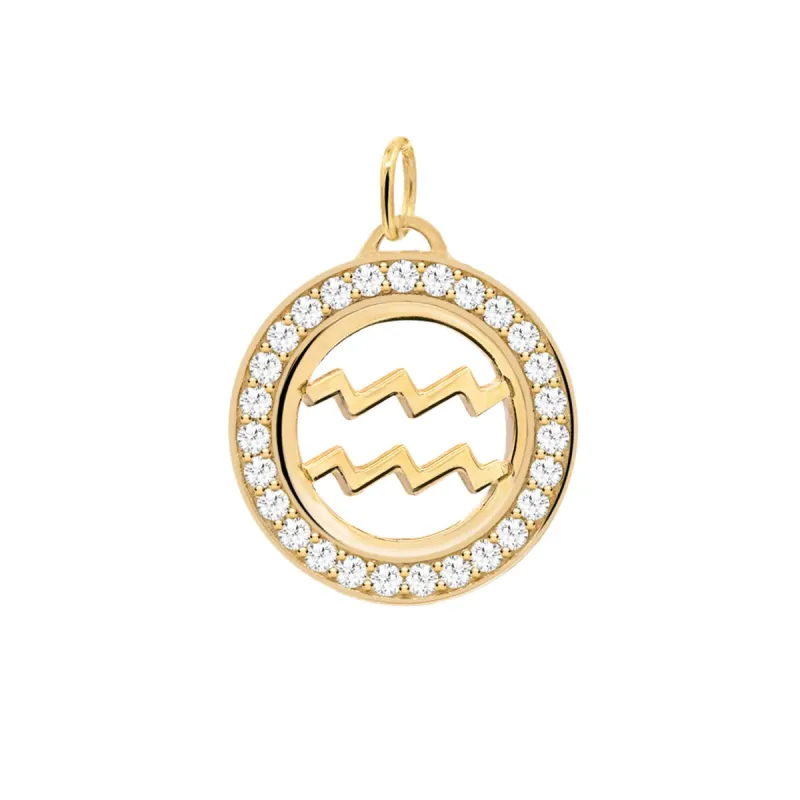 Aquarius & Birthstone Pendant in 14k Gold sold by Haverhill
