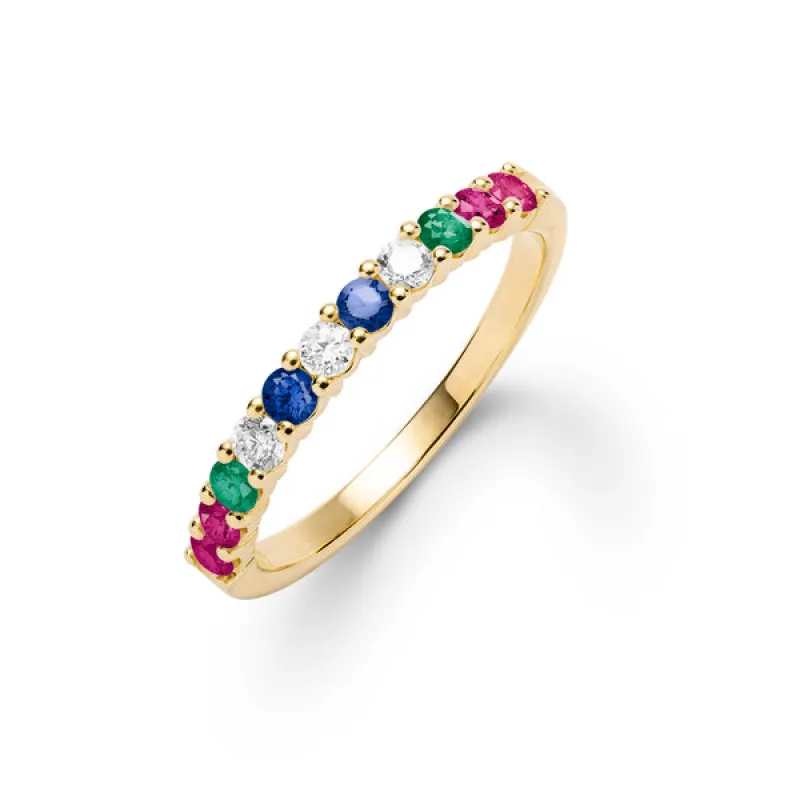 Personalized Rosecliff Birthstone Stackable Ring in 14k Gold sold by Haverhill
