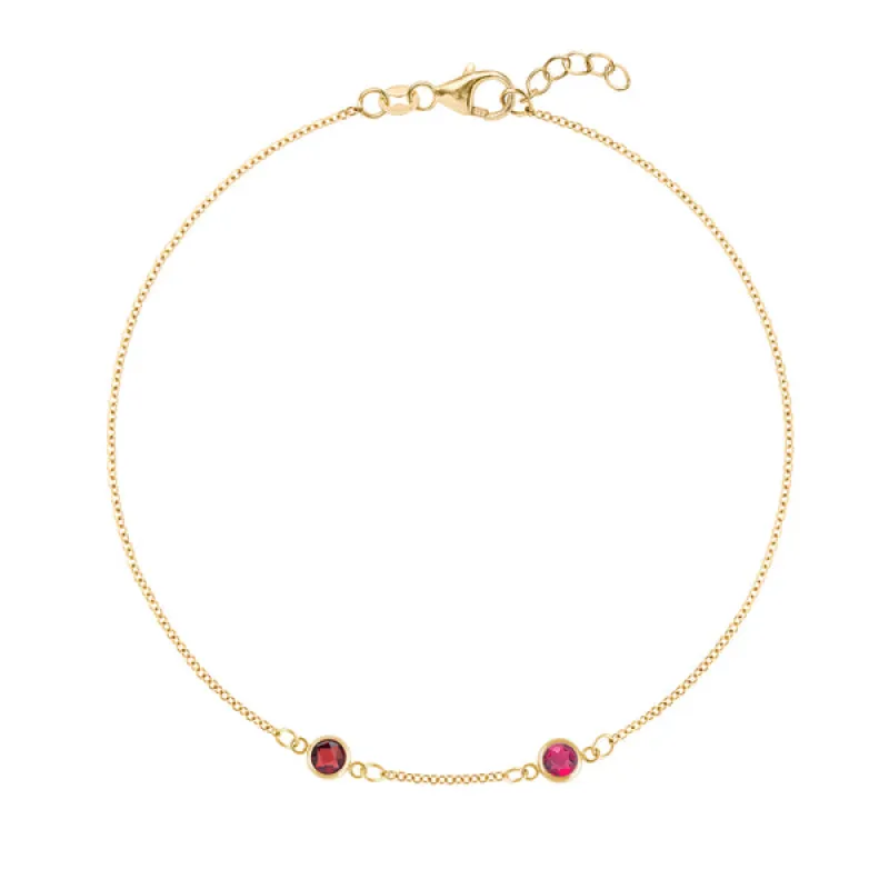 Personalized Classic 2 Birthstone Bracelet in 14k Gold sold by Haverhill