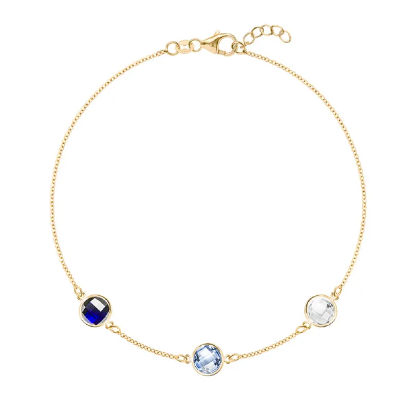 Personalized Grand 3 Birthstone Bracelet in 14k Gold sold by Haverhill