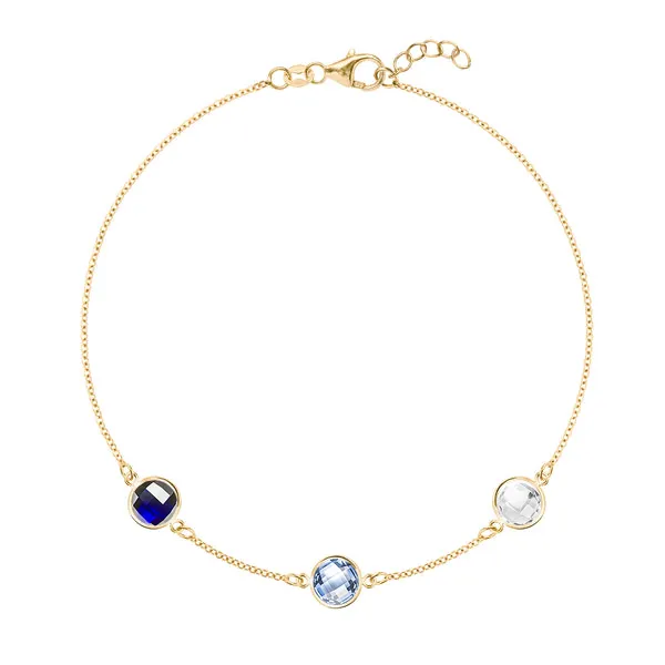 Personalized Grand 3 Birthstone Bracelet in 14k Gold sold by Haverhill