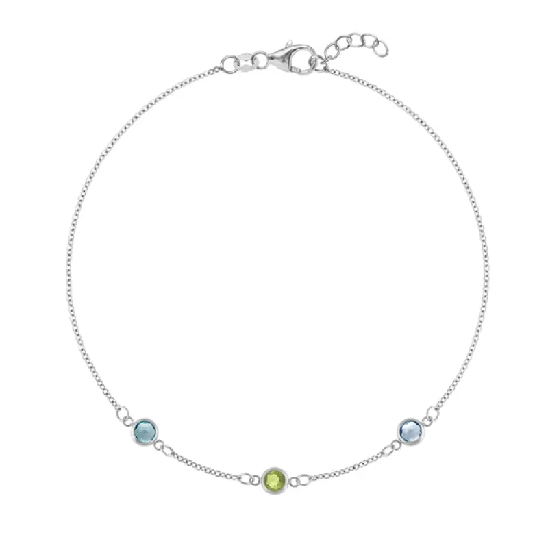 Personalized Classic 3 Birthstone Bracelet in 14k Gold sold by Haverhill