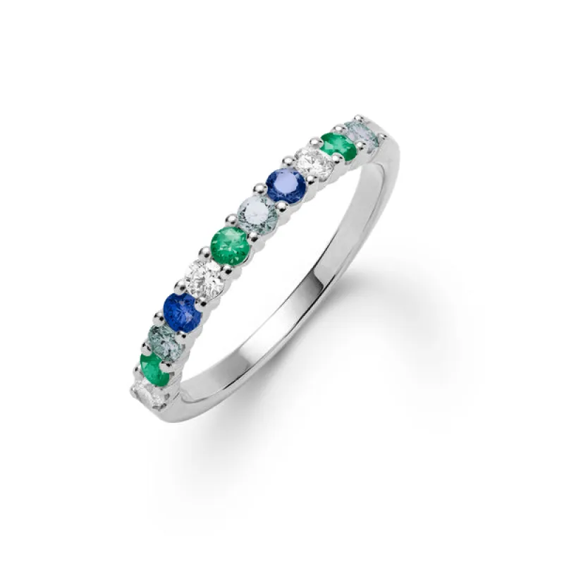 Personalized Rosecliff Birthstone Stackable Ring in 14k Gold sold by Haverhill