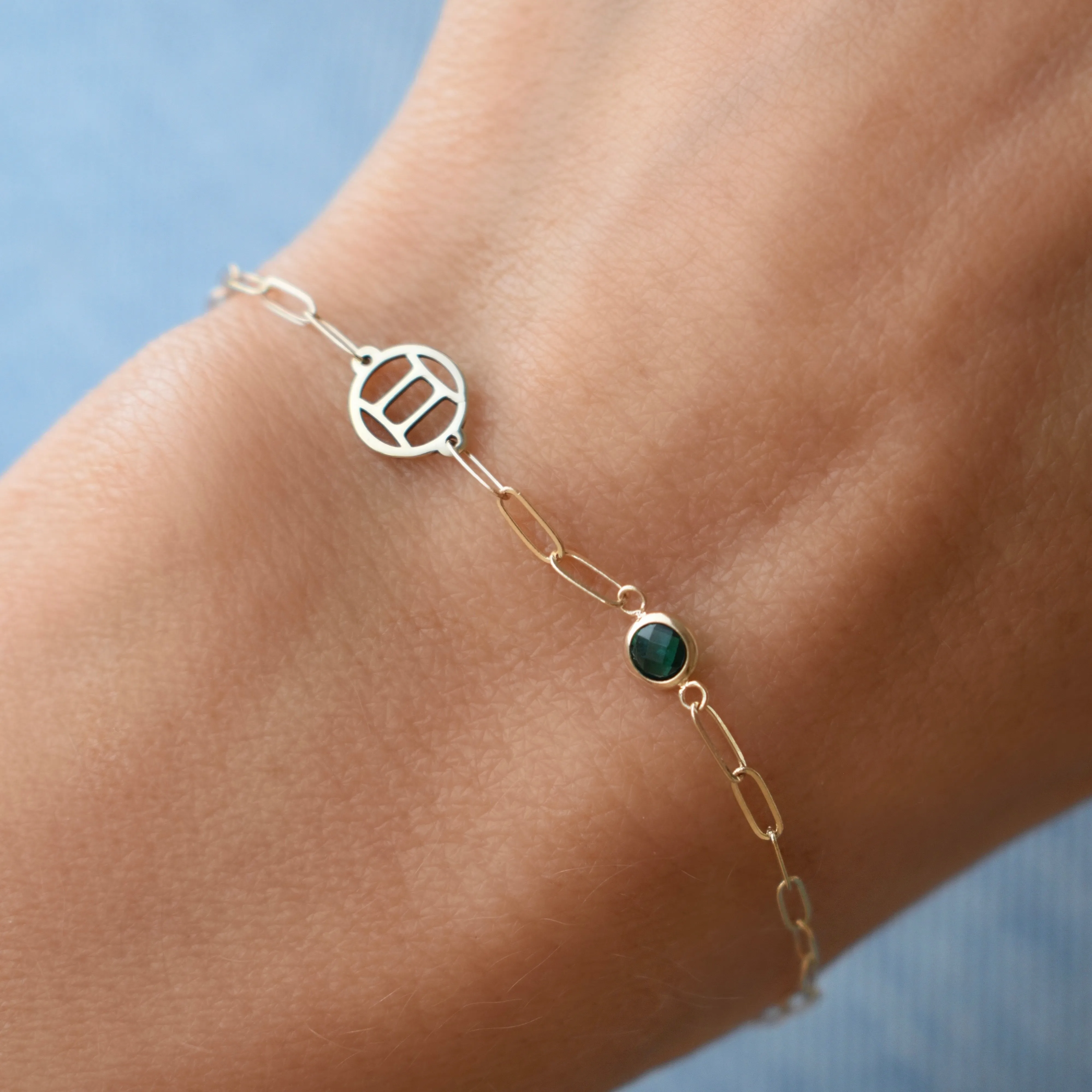 Personalized Gemini & Birthstone Bracelet on Adelaide Mini in 14k Gold sold by Haverhill product image thumbnail 3