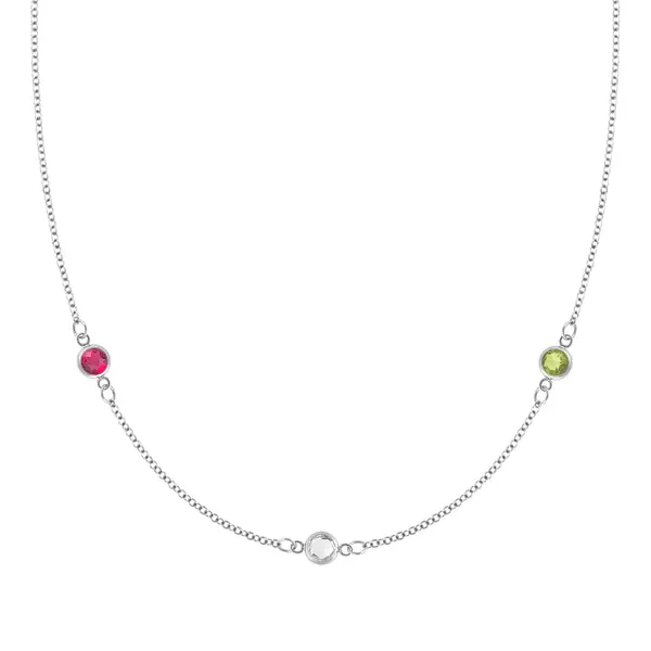 Personalized Classic 3 Birthstone Necklace in 14k Gold sold by Haverhill