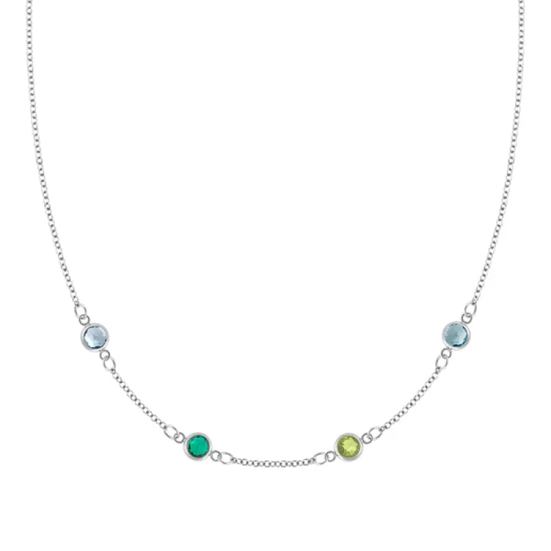 Personalized Classic 4 Birthstone Necklace in 14k Gold sold by Haverhill