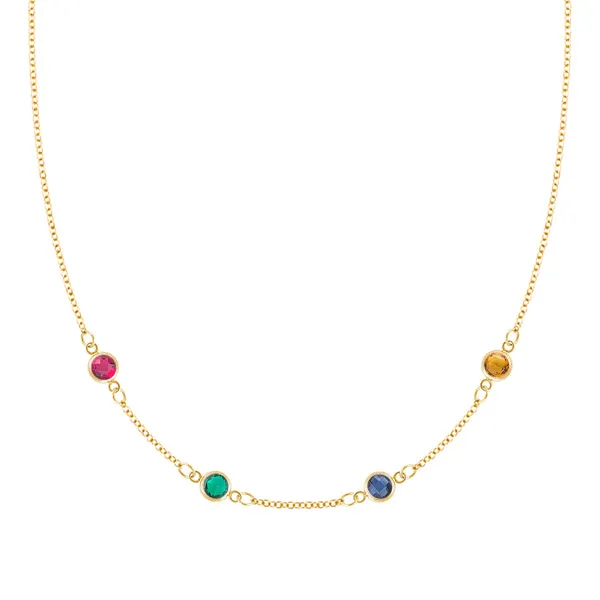 Personalized Classic 4 Birthstone Necklace in 14k Gold sold by Haverhill