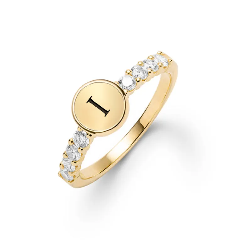 Personalized Rosecliff Letter Ring in 14k Gold sold by Haverhill