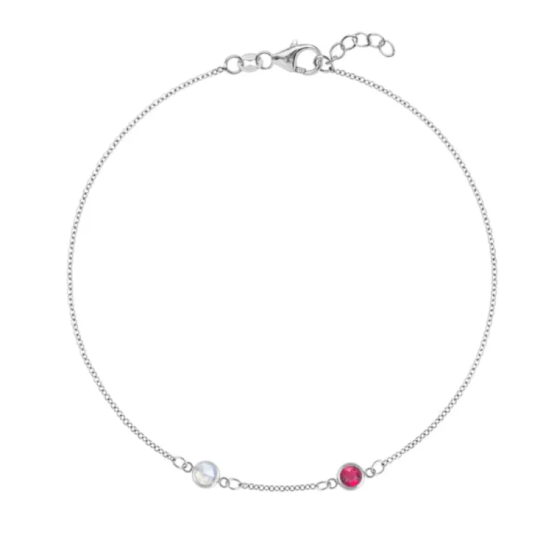 Personalized Classic 2 Birthstone Bracelet in 14k Gold sold by Haverhill