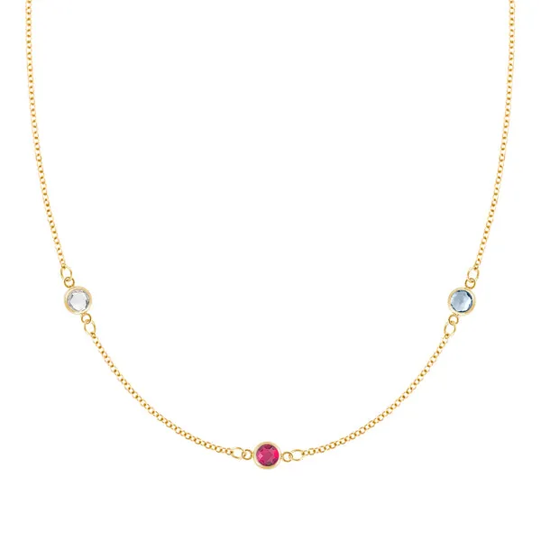 Personalized Classic 3 Birthstone Necklace in 14k Gold sold by Haverhill