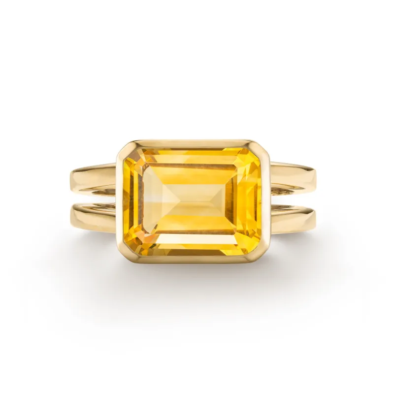 SAMPLE SALE Warren Horizontal Citrine Ring in 14k Gold (November) Size 5 sold by Haverhill