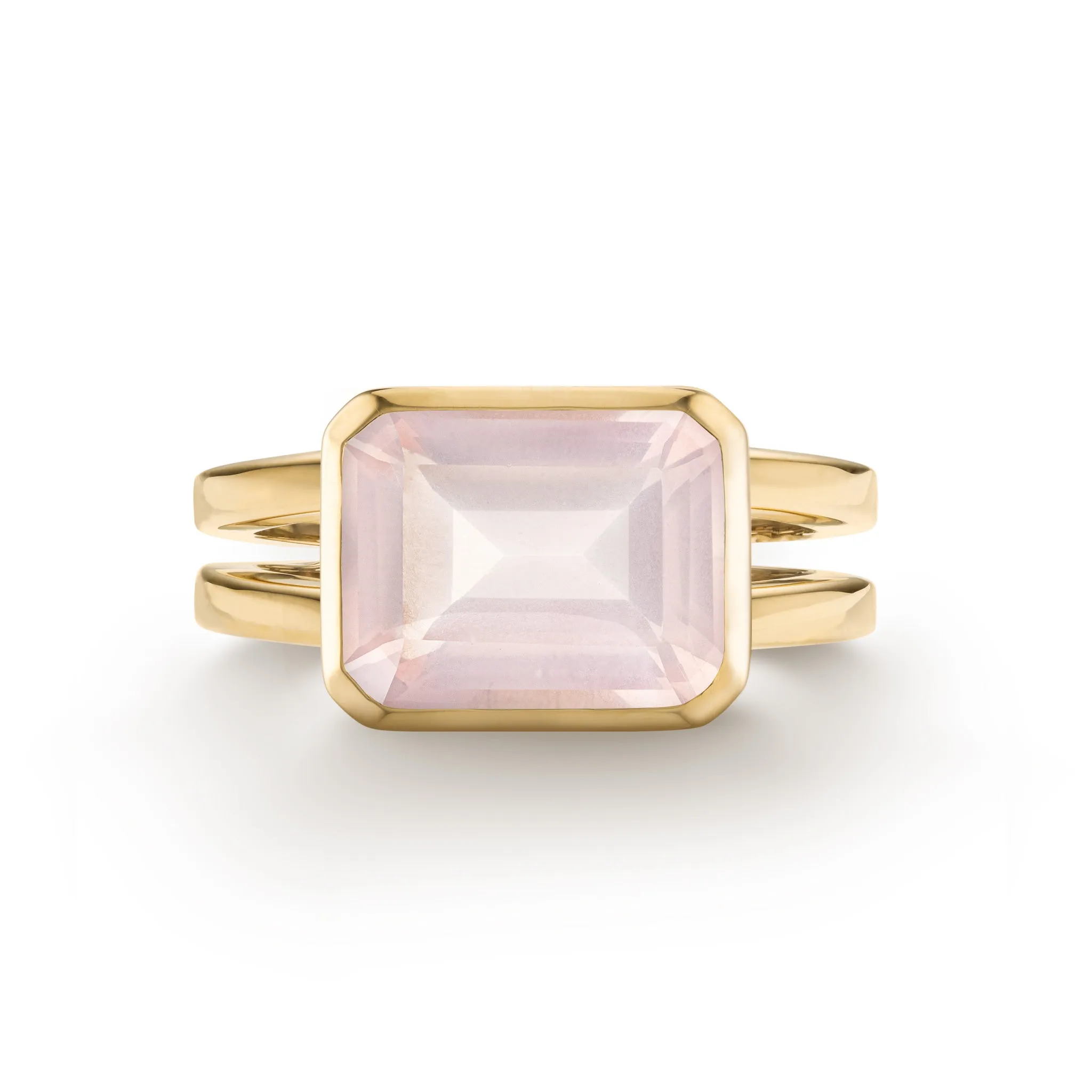 SAMPLE SALE Warren Horizontal Rose Quartz Ring in 14k Gold (October) Size 6 sold by Haverhill