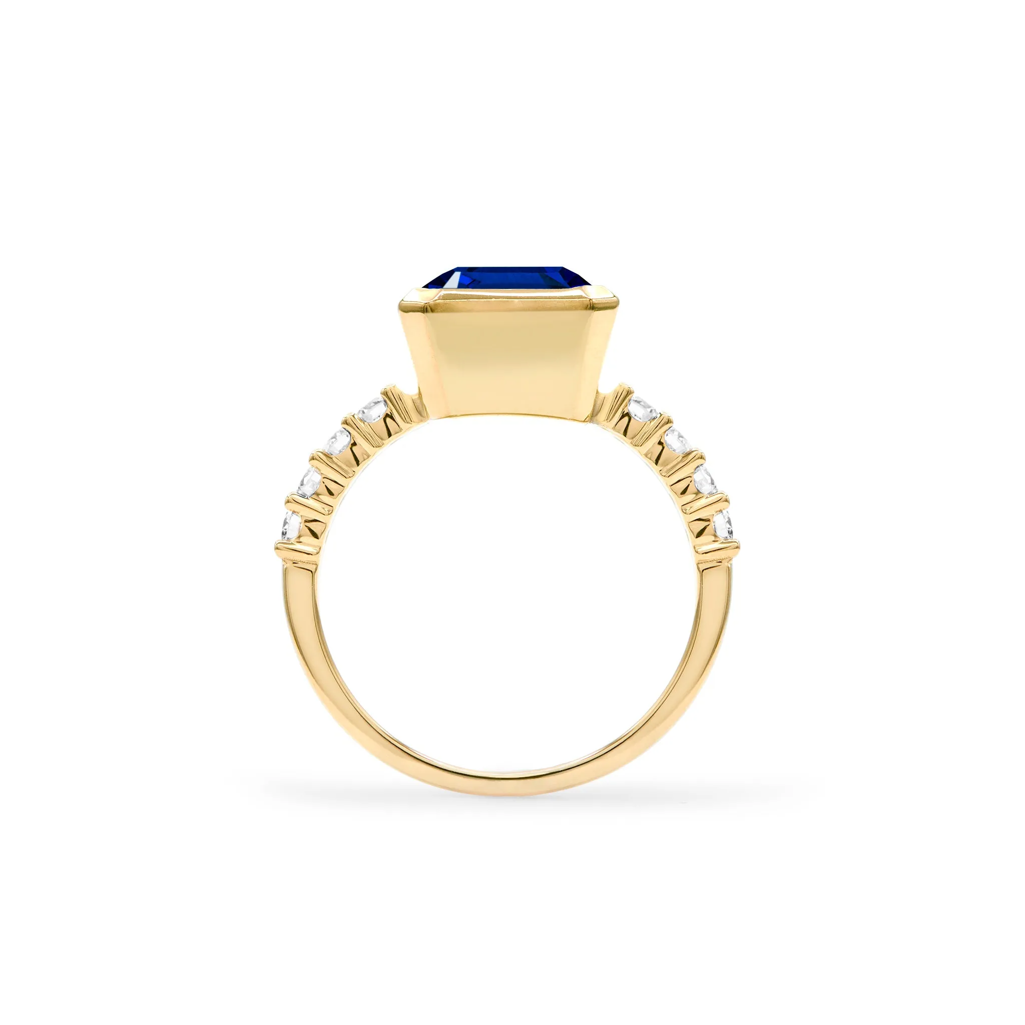 SAMPLE SALE Warren Vertical Sapphire Ring with Diamonds in 14k Gold (September) Size 6 sold by Haverhill product image thumbnail 5