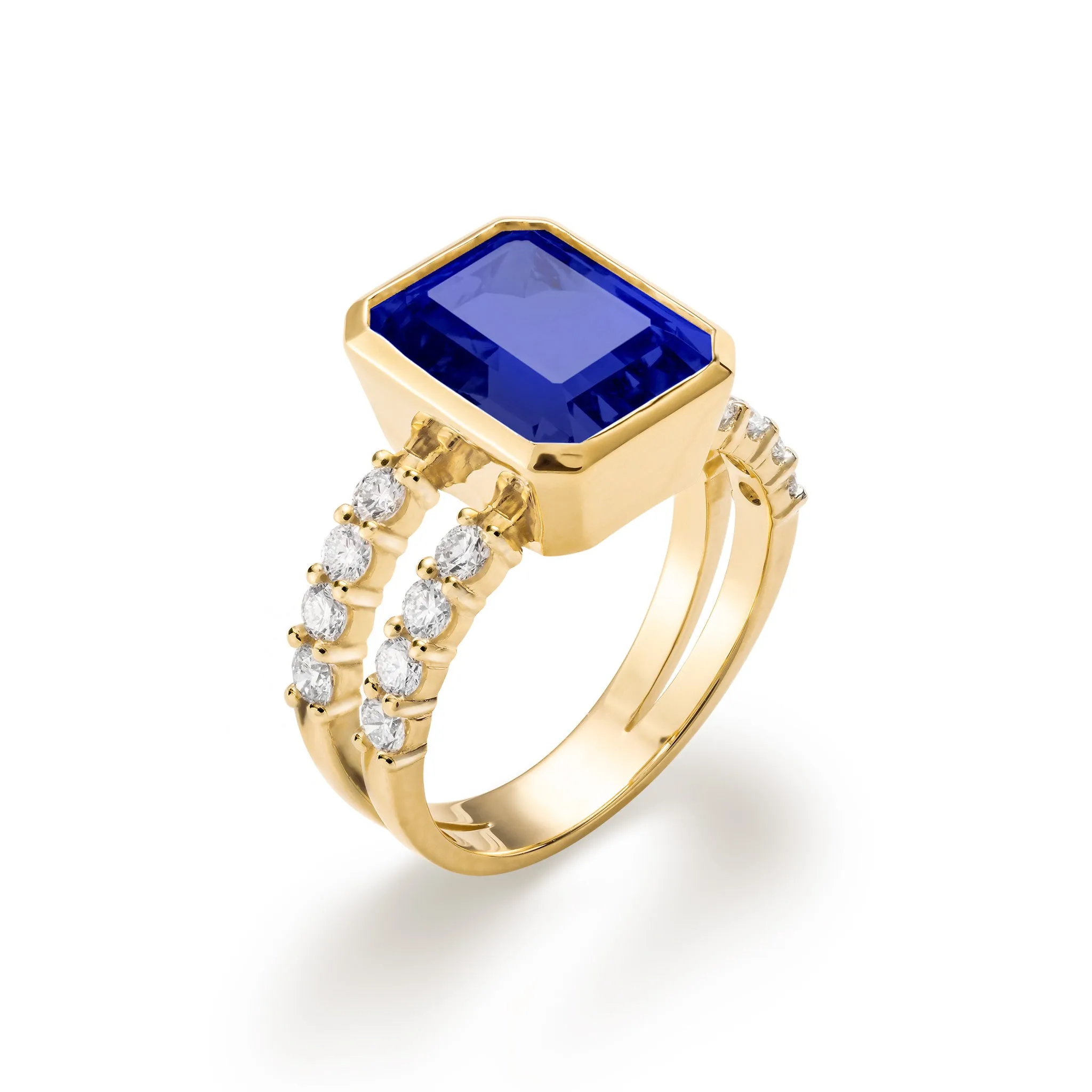 SAMPLE SALE Warren Vertical Sapphire Ring with Diamonds in 14k Gold (September) Size 6 sold by Haverhill product image thumbnail 4