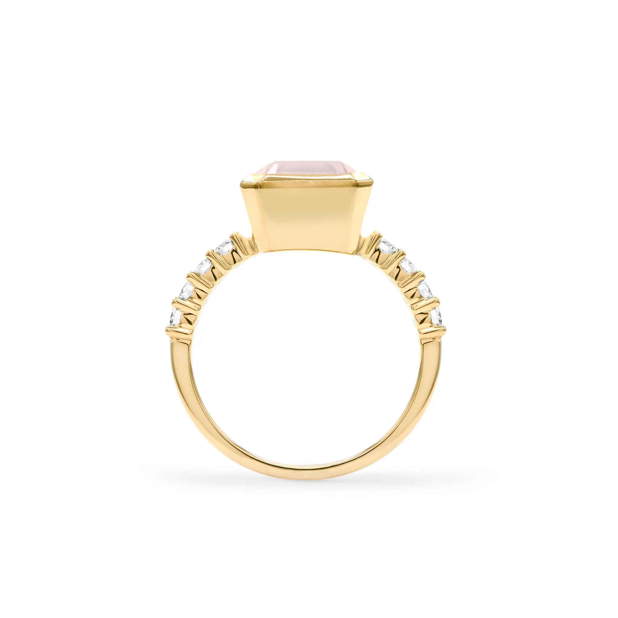 SAMPLE SALE Warren Vertical Rose Quartz Ring with Diamonds in 14k Gold (October) Size 7 sold by Haverhill product image thumbnail 5