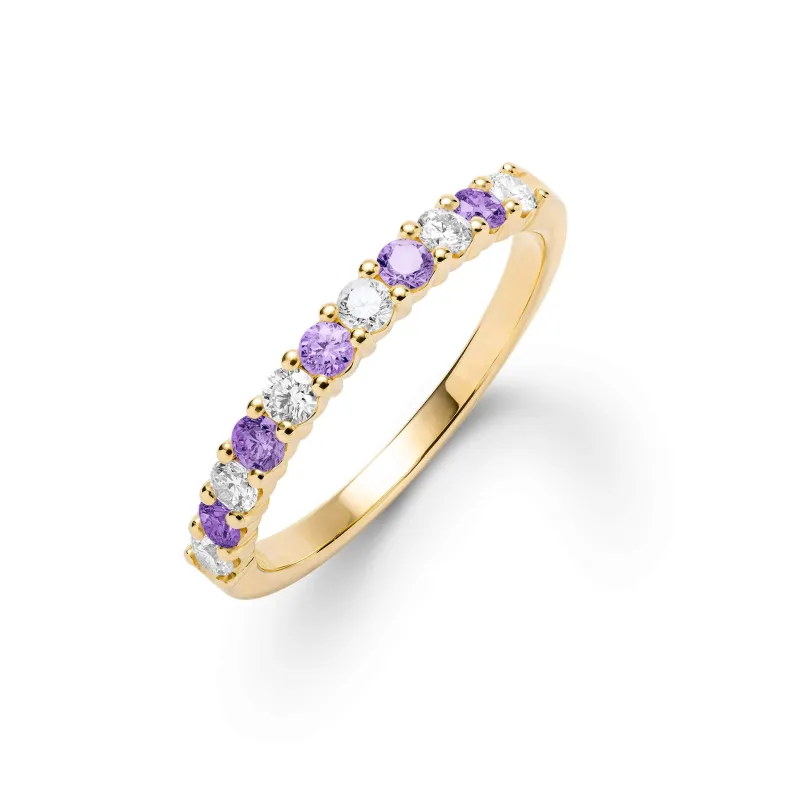 SAMPLE SALE Rosecliff Diamond & Amethyst Stackable Ring in 14k Gold (February) Size 6 sold by Haverhill