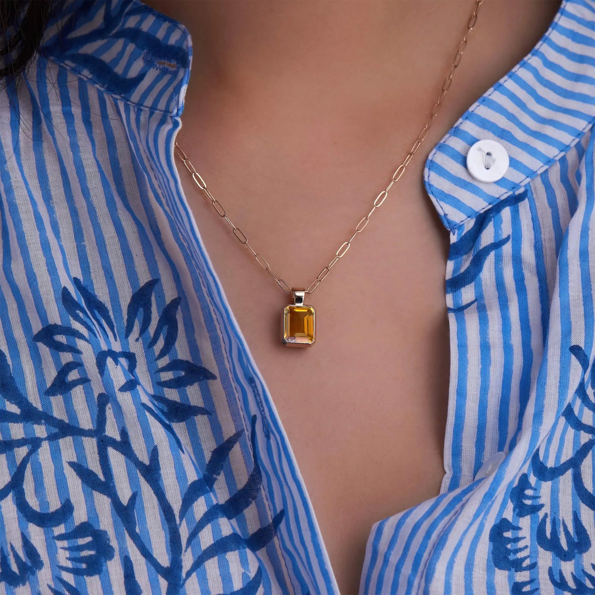 SAMPLE SALE Warren Citrine Pendant in 14k Gold (November) sold by Haverhill product image thumbnail 3