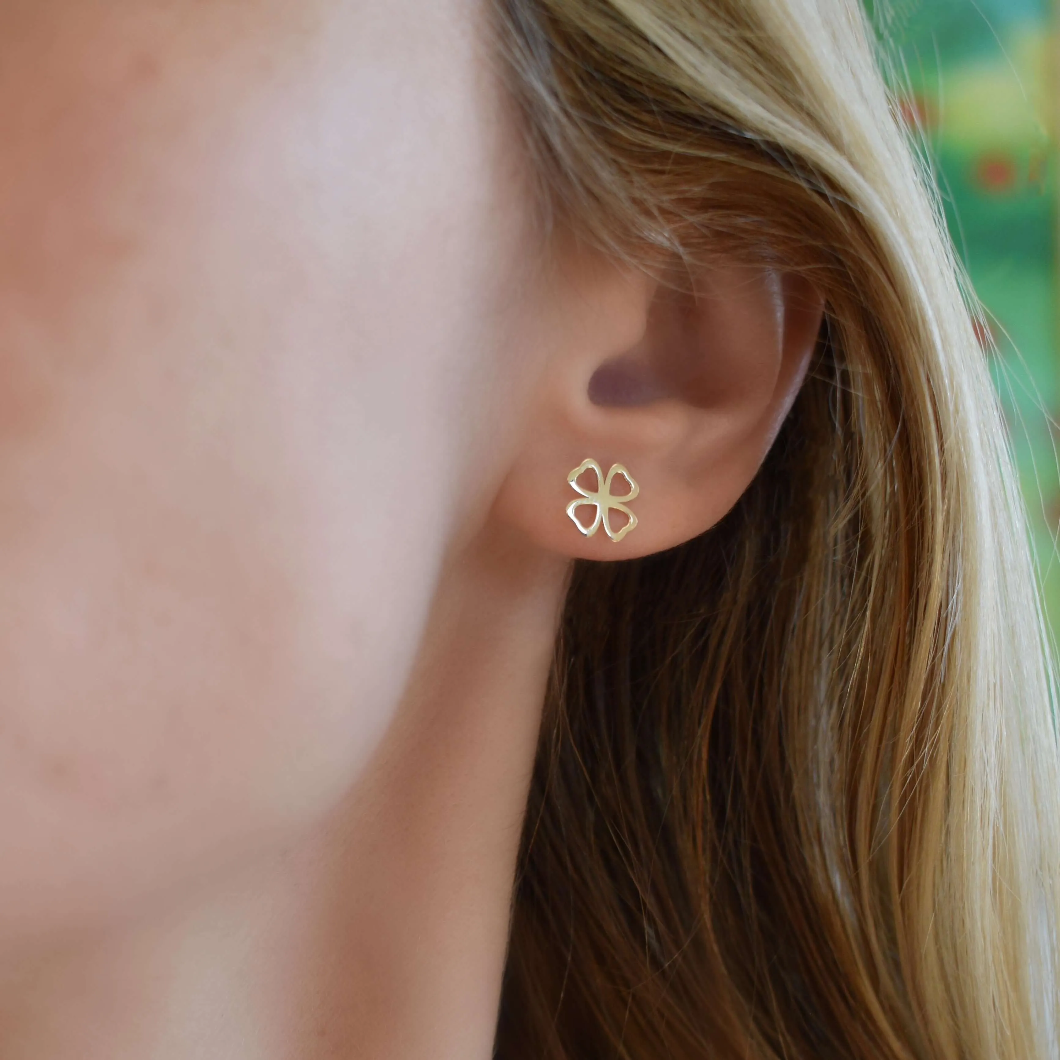 SAMPLE SALE Clover Stud Earrings in 14k Gold sold by Haverhill product image thumbnail 2