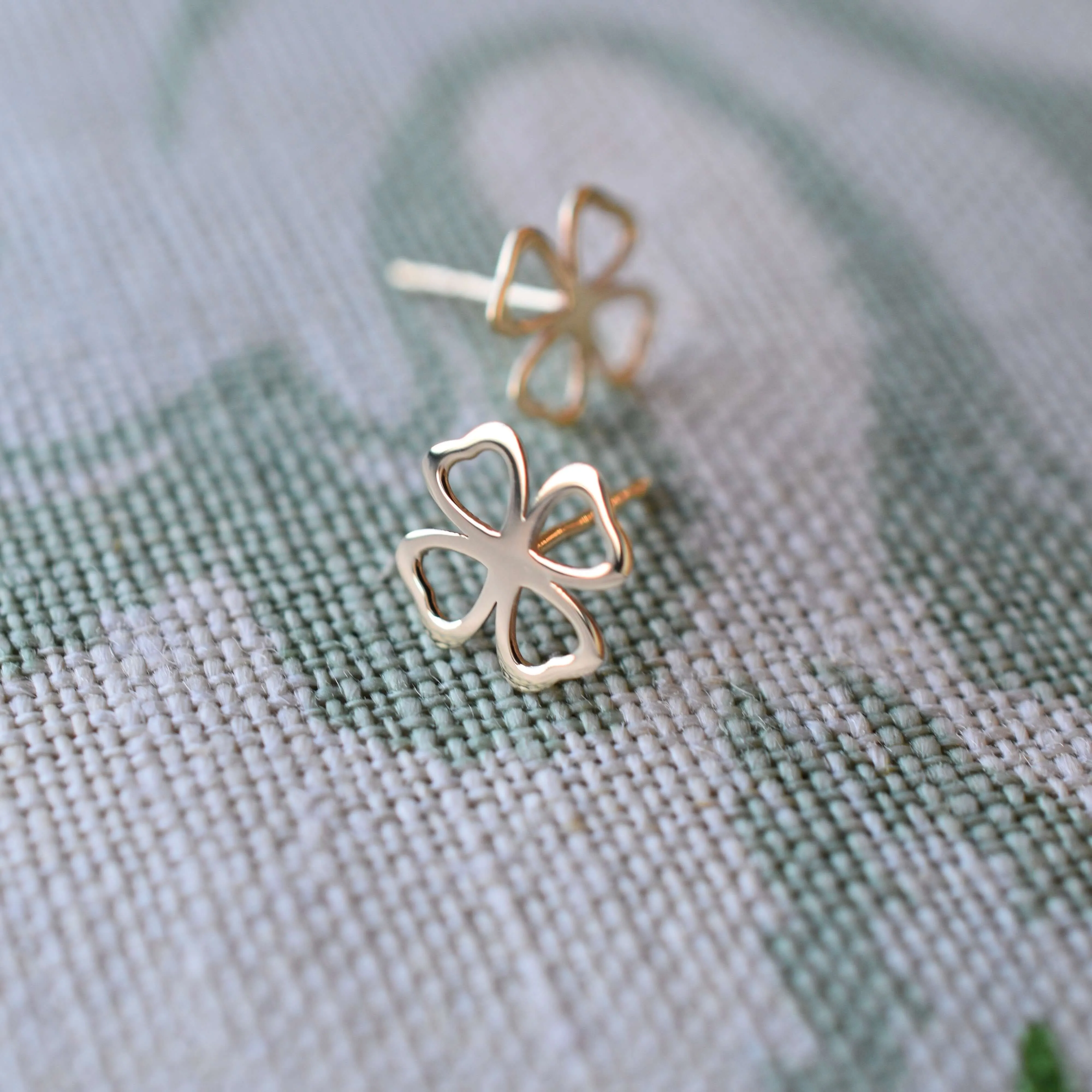 SAMPLE SALE Clover Stud Earrings in 14k Gold sold by Haverhill product image thumbnail 3