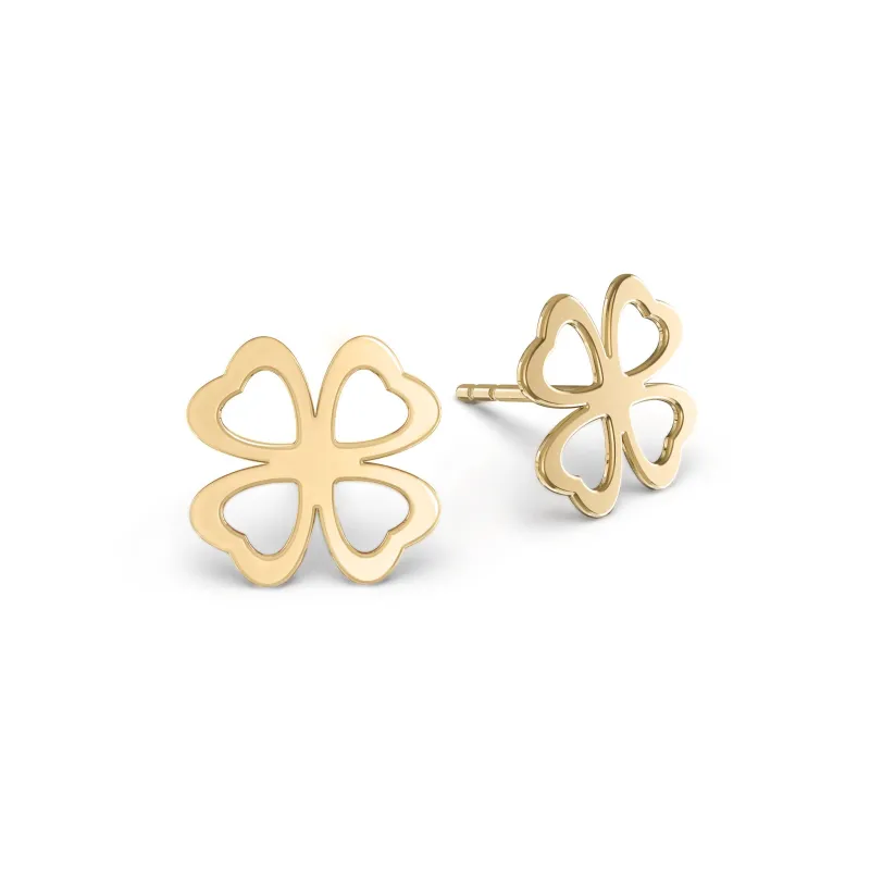 SAMPLE SALE Clover Stud Earrings in 14k Gold sold by Haverhill